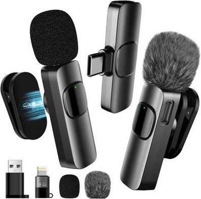 Verbessertes 3-in-1-Kabelloses-Ansteckmikrofon Mini-Mikrofon + Lavalier-Clip