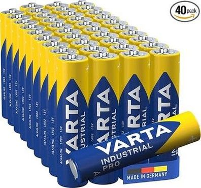 VARTA Batterien AAA, 40 Stück, Industrial Pro, Alkaline Batterie, 1,5V - 40x