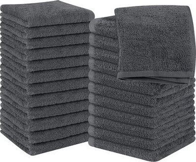 Utopia Towels - 24 Stück Seiftücher, 30x30 cm mit Aufhängeschlaufen, in Grau