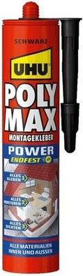 UHU POLY MAX Montagekleber POWER Kartusche, Schwarzer Montageklebstoff (425 g)