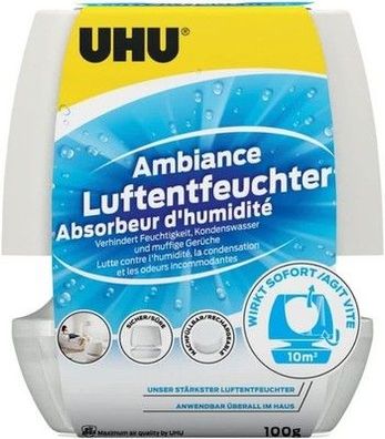 UHU Luftentfeuchter Ambiance Bekämpft Feuchtigkeit & Schimmel, 10m³, 100 g, weiß