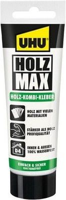 UHU Holz Max Tube, Extra starker wasserfester diisocyanatfreier Klebstoff (100g)
