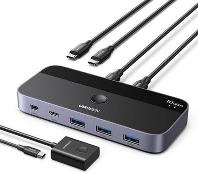 UGREEN USB C Switch 2PC 10Gbps USB Switch 3.2 2 In 4 Out mit Desktop Kontroller