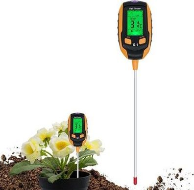 Mcbazel Bodenmessgerät 4-in-1 Bodentest pH-Messgerät 3-4 Zoll Tiefe, Garten, LCD