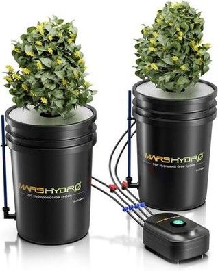 Mars Hydro DWC Hydrokultur Anbau-System-Set, 2x 19 Liter Eimer + 8W Luftpumpe