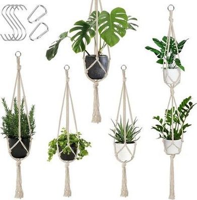 Makramee Blumenampel, 5er Set Blumenampeln Zum Aufhängen, Baumwollseil