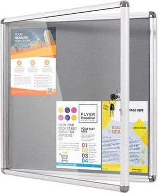 Makello Schaukasten AbschließBar 6xA4 Alu Infokasten Plakatschaukasten 67x72cm