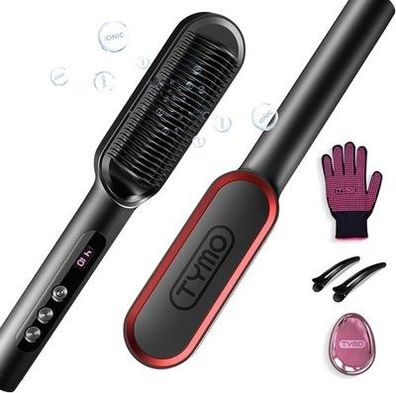 TYMO RING PLUS Ionic - Haarglättungsbürste, Glätteisen, 9 Temperaturen, LCD