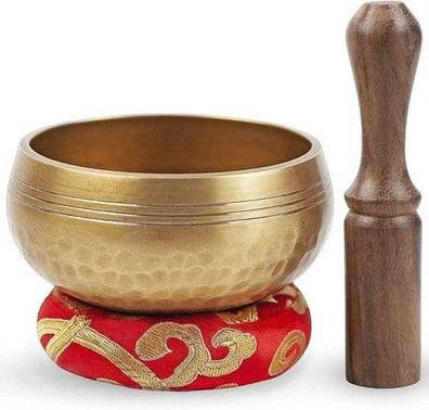 Tibetische Klangschale Set – inkl. handgenähtes Seidenkissen & Schlägel, Yoga