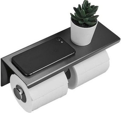 Toilettenpapierhalter mit Telefonablage, Wandmontage, Edelstahl Doppelrolle