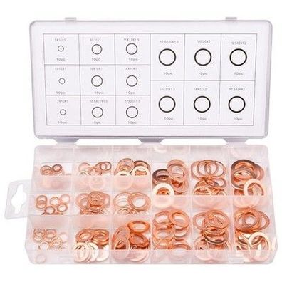 Toolwiz 150x Massive Kupferdichtringe Sortiment 15 Größen Dichtringe (M5-M17.5)