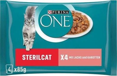 PURINA ONE Sterilcat Katzenfutter nass, zarte Stückchen in Sauce, 12 x 4 à 85g