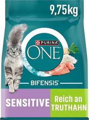 PURINA ONE Bifensis Sensitive Katzenfutter trocken, reich an Truthahn, 9,75kg
