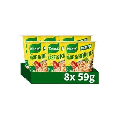 Knorr Pasta Pot Käse & Kräuter leckere Instant Nudeln, in 5 Minuten (8 x 59 g)