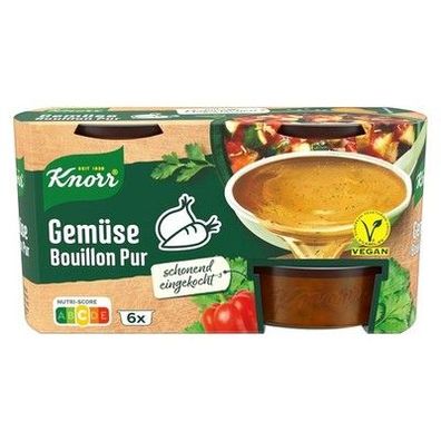 Knorr Bouillon Pur Gemüse vegane Gemüsebouillon mit vollem Geschmack (6x 0,5L)