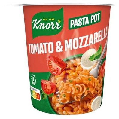 Knorr Tomato & Mozzarella Pasta Pot, leckere kleine Mahlzeit 63 g pro, 8er Pack