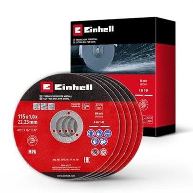 Original Einhell 5-tlg. Dünntrennscheiben-Set für Metall, Ø 115 mm (1 mm Stärke)