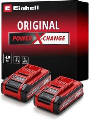 Original Einhell 4 Ah Power X-Change (18 V, + 2x 4 Ah Akkus, ohne Ladegerät)
