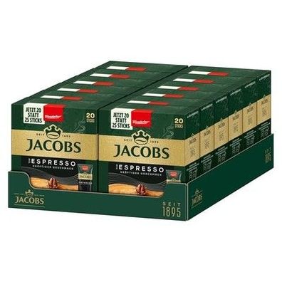 Jacobs Typ Espresso löslicher Bohnenkaffee Stick, Instant Kaffee, 12 x 20 Sticks