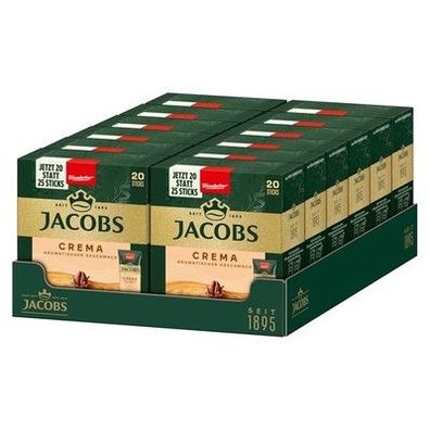 Jacobs Café Crema löslicher Bohnenkaffee als Stick Instant Kaffee 12 x 20 Sticks