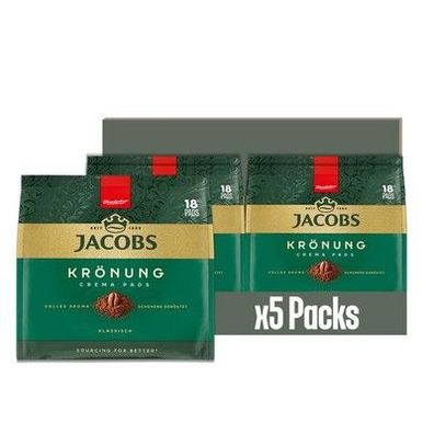 Jacobs Pads Crema, Senseo kompatible Pads, 5 x 18 Getränke, 90 Kaffeepads, Pads