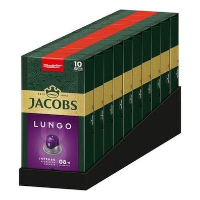 Jacobs Kaffeekapseln Lungo Intenso, Intensität 8/12, 10x10 Getränke, 100 Kapseln