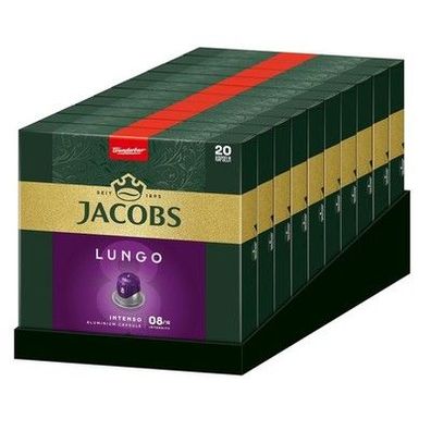 Jacobs Kaffeekapseln Lungo Intenso, Intensität 8/12, 10x20 Getränke, 200 Kapseln