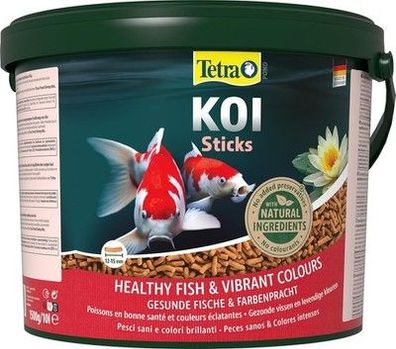 Tetra Pond Koi Sticks - Koi-Futter für farbenprächtige Fische - 10 L Eimer