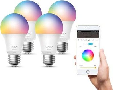 Tapo TP-Link L530E (4er-Pack) smarte WLAN Glühbirne E27, Mehrfarbrige dimmbar