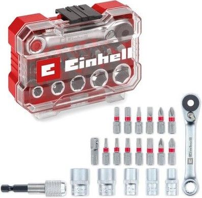Einhell XS-CASE 21-tlg. Bit- & Steckschlüssel-Set, 25-mm-Bits + Aufbewahrungsbox