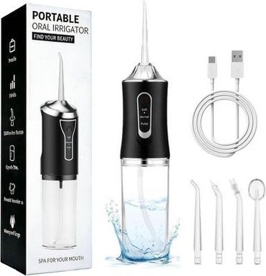 Munddusche Kabellos Zahndusche, Water Flosser Zahnreinigung für Zähne, schwarz