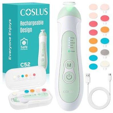 COSLUS C52 Elektrische Nagelfeile Baby Wiederaufladbar: 6 Schleifköpfe für Babys