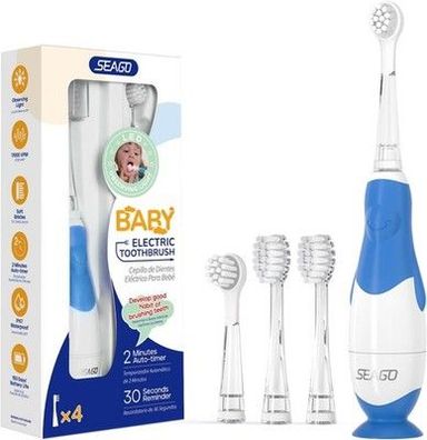 Seago Elektrische Zahnbürste Kinder ab 0-3 Jahr LED Licht, 2 Minuten Smart Timer