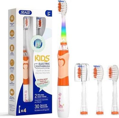 Seago Elektrische Zahnbürste Kinder ab 2, Kinderzahnbürsten mit 4 Bürstenköpfen