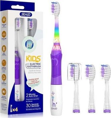 Seago Elektrische Zahnbürste Kinder ab 2, Kinderzahnbürsten, 4 Modi, 24000VPM