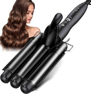 Lockenstab 3 Fässer Welleneisen für Haare 25mm Lockenwickler Welleisen schwarz