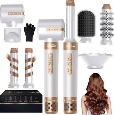 UKLISS 7 in 1 Hairstyler, Pro Haarstyler & Haartrockner Set mit Warmluft, weiß