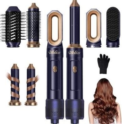 UKLISS 6 in 1 Hairstyler & Haartrockner, Haarstyler Set mit Warmluft, in Blau