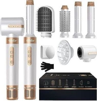 UKLISS 7 in 1 Airstyler & Haartrockner Pro, Föhn Set High Speed 110,000RPM, weiß