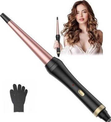 UKLISS Lockenstab kegelförmig 13-25mm, Reise Hair Curler, Doppelspannung Schwarz