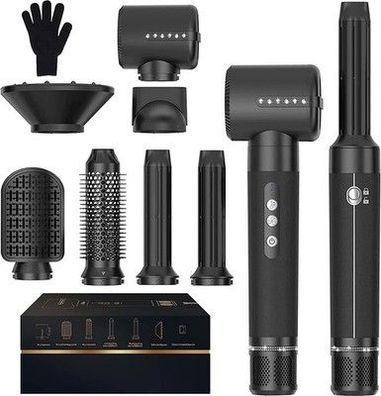 UKLISS Air Styler 7 in 1, 110000 U/Min Hochtouriger Motor Haartrockner, schwarz