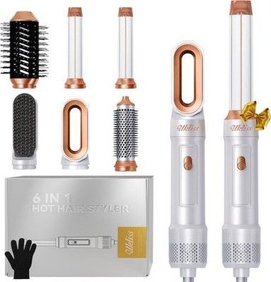 Haarstyler 6 in 1, UKLISS Airstyer & Ionen Haartrockner Set mit Automatisch weiß