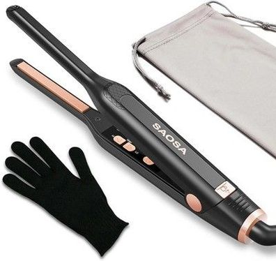 SAOSA Mini Glätteisen für kurze Haare, 0,8 cm Mini Haarglätter mit 9 Stufen