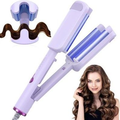 Aiseely 32mm Welleneisen für Haare,3-fach Barrel Beach Waves, 160°C-220°C, Lila
