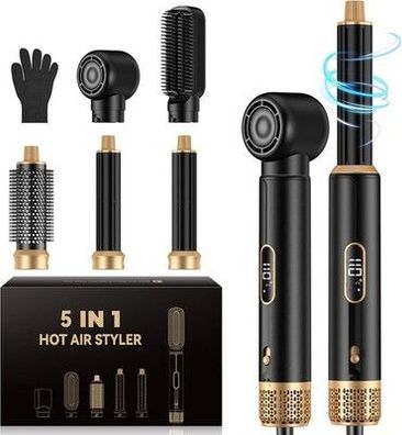 5 IN 1 Hairstyler Haarstyler 1000W, LCD Air Brush Rundbürstenföhn, Lockenstab