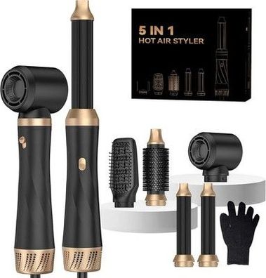 Hairstyler 5 IN 1, Airstyler Haarstyler 1000W Föhnbürste mit Air Brush, Schwarz