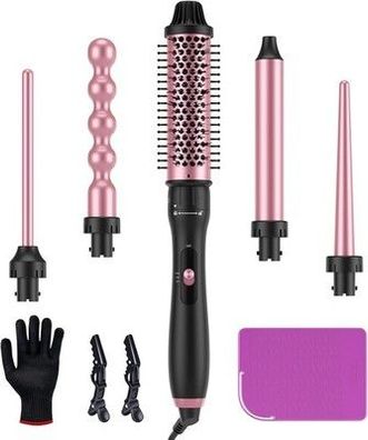 LANDOT Lockenstab mit Thermobürste 5-in-1 Set: Für Volumen & tägliches Styling