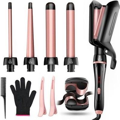 5 in 1 Lockenstab Set mit Haar Crimper Waver, Dual Voltage Haarlockengerät