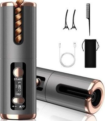 Lockenstab, USB, wiederaufladbar, 6 Temperaturen und Timer von 8-18 Sekunden