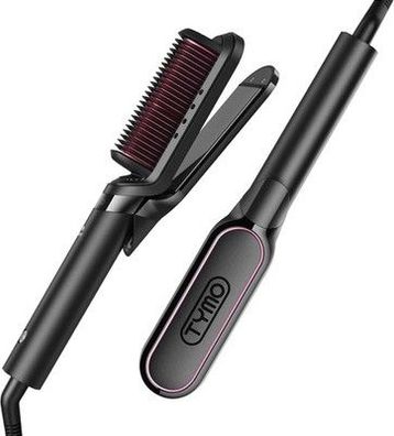 TYMO Glätteisen Haarglätter Bürste - 2 in 1 Glätteisen Locken und Glätten, Ionen
